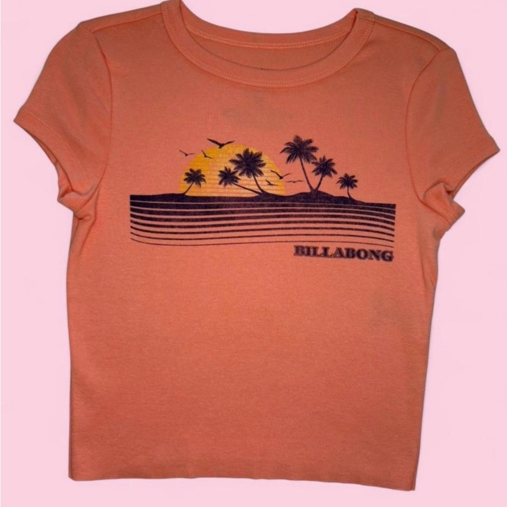 Billabong Orange Crop Top with Palm Graphic